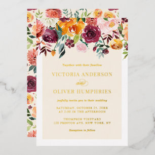 Vintage Watercolor Autumn Blooms Floral Wedding