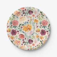 Vintage Watercolor Autumn Blooms Pattern