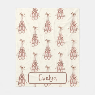 Vintage Watercolor Ballet Slippers Fleece Blanket