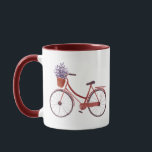 Vintage Watercolor Bicycle with Flowers  Mug<br><div class="desc">Red Watercolor Bicycle</div>