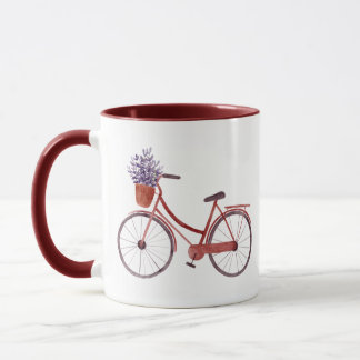 Vintage Watercolor Bicycle with Flowers Mug