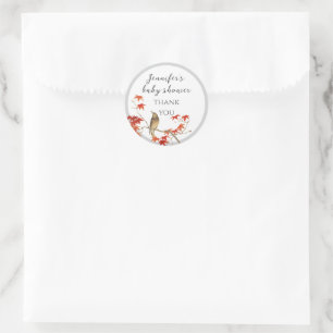 Vintage Watercolor Birdie Baby Shower Thank You Classic Round Sticker