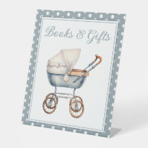 Vintage Watercolor Blue Baby Carriage Personalized