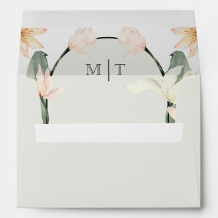 Vintage Watercolor Botanical Tulips Floral Wedding Envelope