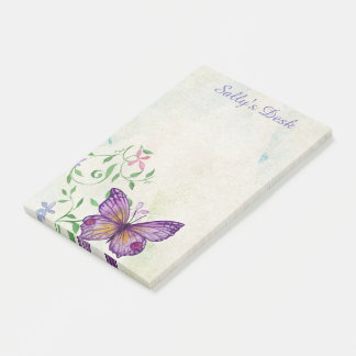 Vintage Watercolor Butterfly Personalized Post-it Notes