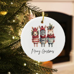 Vintage Watercolor Christmas Animals Ceramic Ornament<br><div class="desc">Transform your holiday designs into a cozy winter wonderland with these vintage watercolor Christmas animals! These high-resolution PNG illustrations come with transparent backgrounds, making them the perfect addition to your festive projectsGet ready to infuse the holiday spirit into your products, especially if you're selling on Zazzle. Our collection features anthropomorphic...</div>