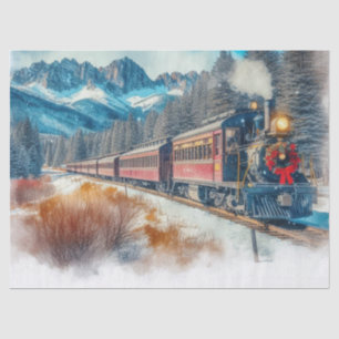 Vintage Watercolor Christmas Train Craft  Tissue Paper