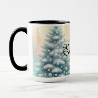 Vintage Watercolor Christmas Tree and Ornaments Mug