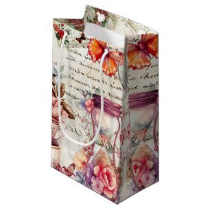 Vintage Watercolor Collage Small Gift Bag