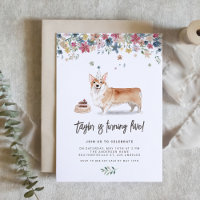 Vintage Watercolor Corgi Dog Birthday Party