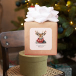 Vintage Watercolor Deer &. Merry Christmas Square Sticker<br><div class="desc">Spread the joy and warmth of the holiday season with our Vintage Watercolor Deer & Merry Christmas collection. Whether you're sending heartfelt holiday greetings or decorating your home, this design will add a touch of elegance and nostalgia to your celebrations. Order yours today and make this holiday season truly memorable....</div>
