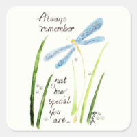 Vintage Watercolor Dragonfly Always Remember text