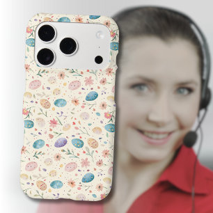 Vintage Watercolor Easter Flowers Leaves Eggs