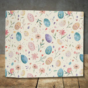 Vintage Watercolor Easter Flowers Leaves Eggs Binder