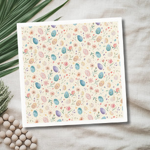Vintage Watercolor Easter Flowers Leaves Eggs Napkin