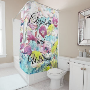 Vintage Watercolor Field of Poppy Flowers