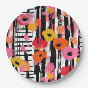 Vintage Watercolor Floral Abstract Pattern (10) Paper Plate