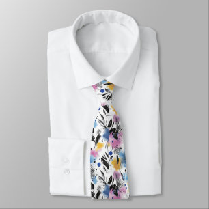 Vintage Watercolor Floral Abstract Pattern (13) Tie