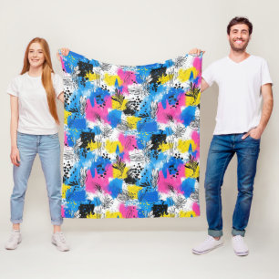 Vintage Watercolor Floral Abstract Pattern (15) Fleece Blanket
