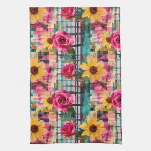 Vintage Watercolor Floral Abstract Pattern (16) Kitchen Towel