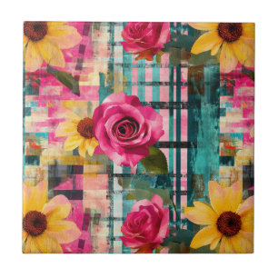 Vintage Watercolor Floral Abstract Pattern (16) Tile