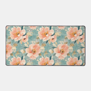 Vintage Watercolor Floral Abstract Pattern (1) Desk Mat