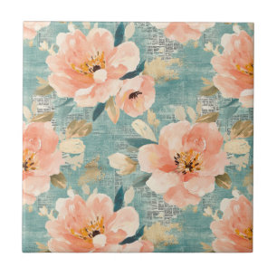 Vintage Watercolor Floral Abstract Pattern (1) Tile