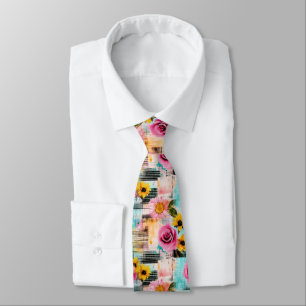 Vintage Watercolor Floral Abstract Pattern (2) Tie
