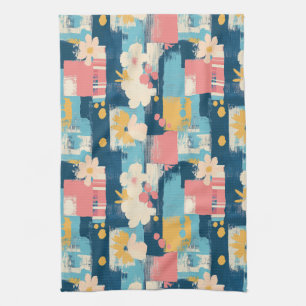 Vintage Watercolor Floral Abstract Pattern (5) Kitchen Towel