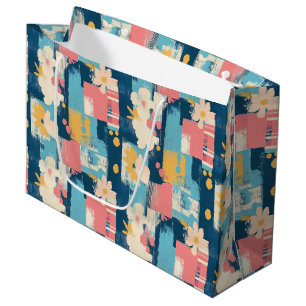 Vintage Watercolor Floral Abstract Pattern (5) Large Gift Bag
