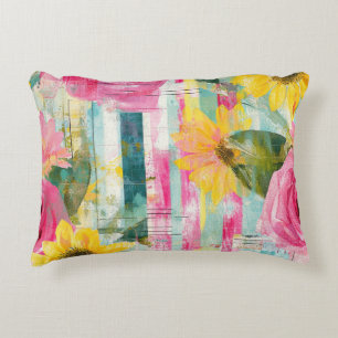 Vintage Watercolor Floral Abstract Pattern (7) Accent Pillow