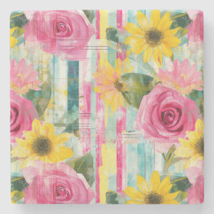 Vintage Watercolor Floral Abstract Pattern (7) Stone Coaster