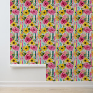 Vintage Watercolor Floral Abstract Pattern (7) Wallpaper