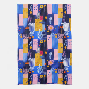 Vintage Watercolor Floral Abstract Pattern (8) Kitchen Towel