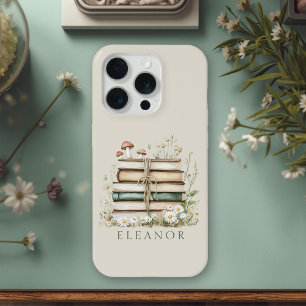 Vintage Watercolor Floral Books Custom iPhone 15 Pro Case