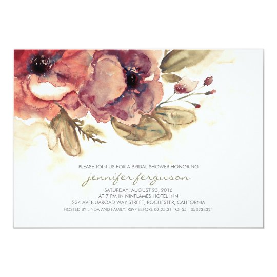 Vintage Watercolor Floral Bridal Shower Card