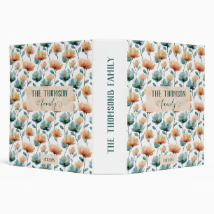 Vintage Watercolor Floral Family Heritage Binder