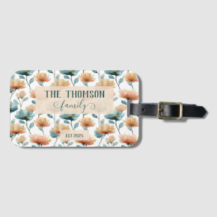 Vintage Watercolor Floral Family Heritage Luggage Tag