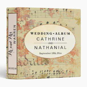 Vintage Watercolor Floral Music Wedding Binder