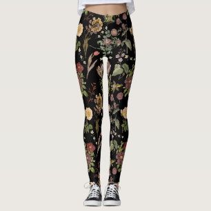 Vintage watercolor floral pattern 2508 leggings
