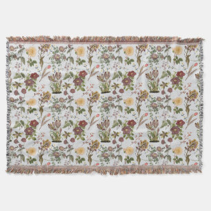Vintage watercolor floral pattern 2508.Lgrey BG Throw Blanket