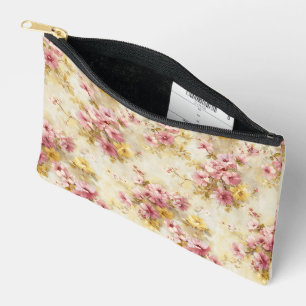 Vintage Watercolor Floral Pattern Accessory Pouch