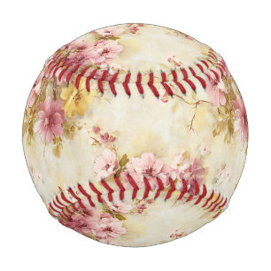 Vintage Watercolor Floral Pattern Baseball