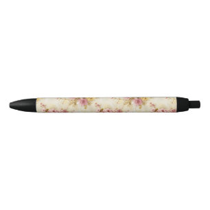 Vintage Watercolor Floral Pattern Black Ink Pen