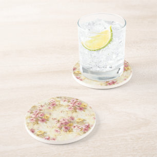 Vintage Watercolor Floral Pattern Coaster