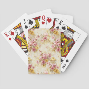 Vintage Watercolor Floral Pattern Playing Cards