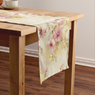 Vintage Watercolor Floral Pattern Short Table Runner
