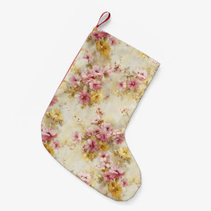 Vintage Watercolor Floral Pattern Small Christmas Stocking