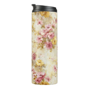 Vintage Watercolor Floral Pattern Thermal Tumbler