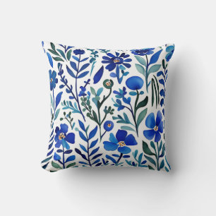 Vintage Watercolor Floral Pattern Throw Pillow